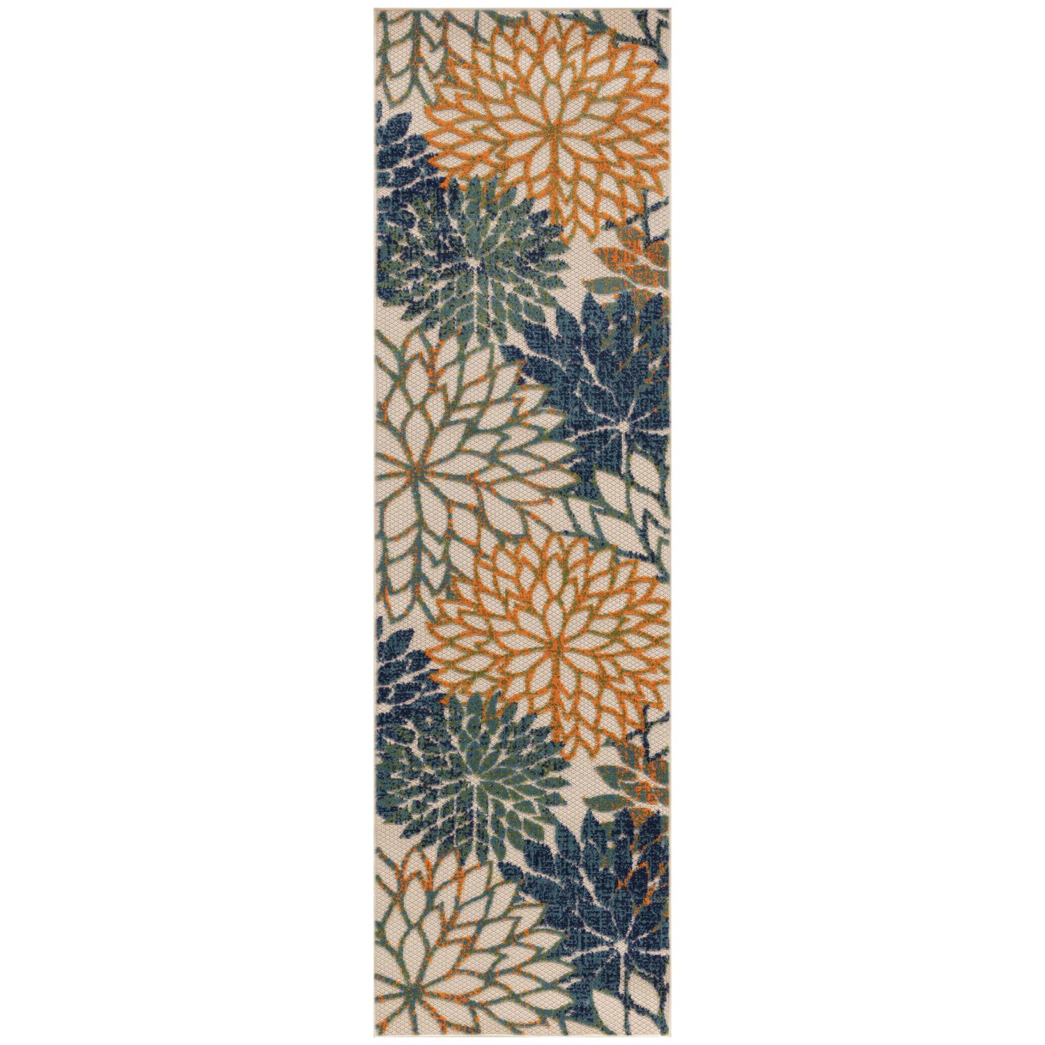 Nourison Aloha Indoor/Outdoor Blue Green 2' X 6' Area Rug, Easy Cleaning, Non Shedding, Bed Room, Living Room, Dining Room, Backyard, Deck, Patio (2X6)