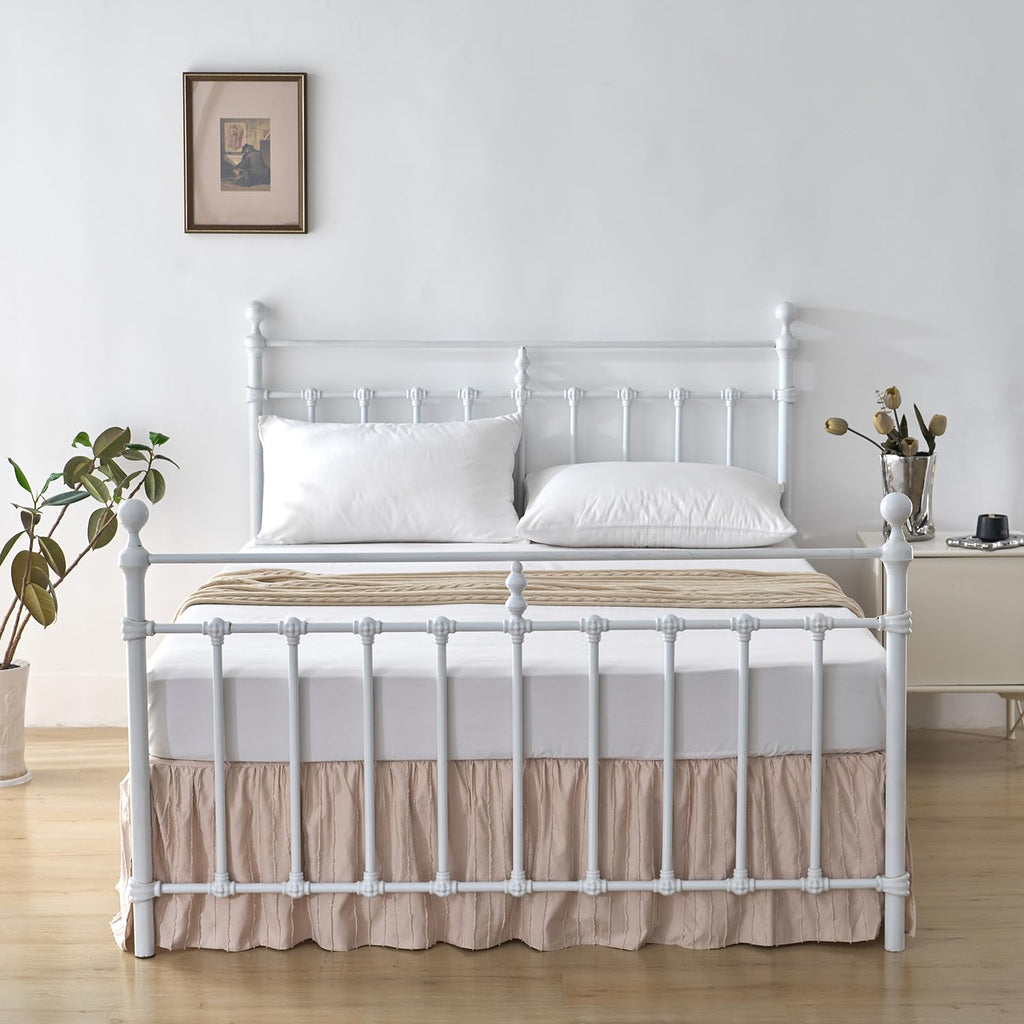 Bed Skirt King Size, Ruffled Bed Skirt With Split Corners, King Bed Skirt 14 Inch Drop, Striped Boho King Size Bed Skirts, Bed S