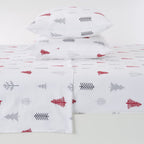 Great Bay Home 4 Piece 100% Turkish Cotton King Holiday Flannel Sheet Set | Cotton Christmas Bedding Sheets & Pillowcases | Warm