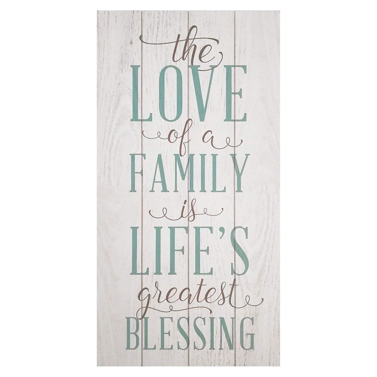 HomeRoots White 100% Wood 10' X 1.5' X 20' The Love of A Family is A Life's Greatest Blessing Wall Art