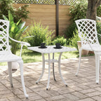 vidaXL Cast Aluminum Patio Table in White - 20.9"x20.9" for Outdoor/Garden/Living Space, Square Metal Table with Decorative Patterns, Lightweight