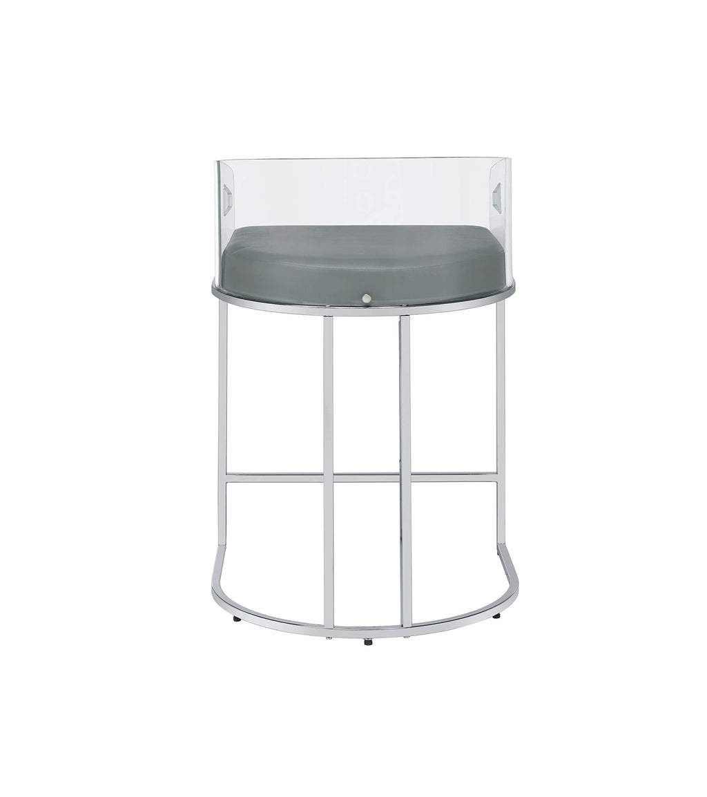 Coaster Home Furnishings Acrylic Back Counter Height Stools Grey and Chrome (Set of 2), 183405