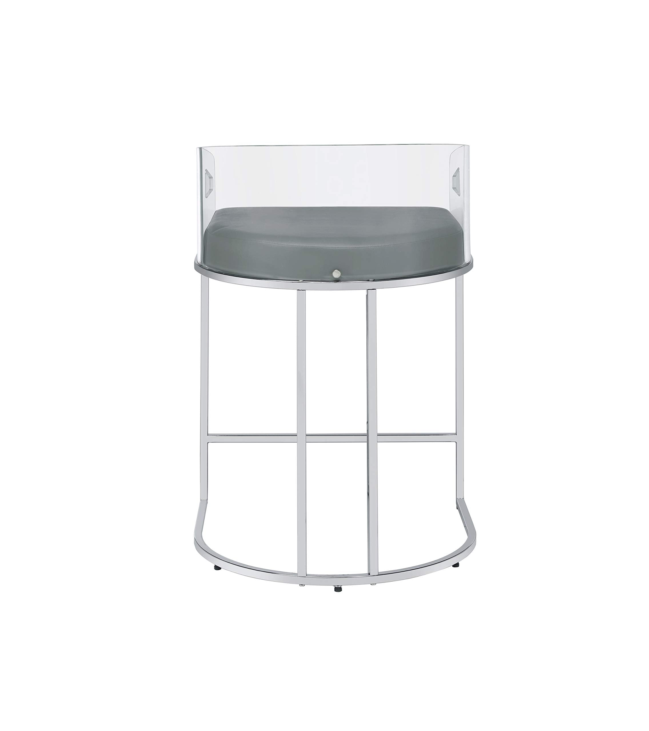 Coaster Home Furnishings Acrylic Back Counter Height Stools Grey and Chrome (Set of 2), 183405