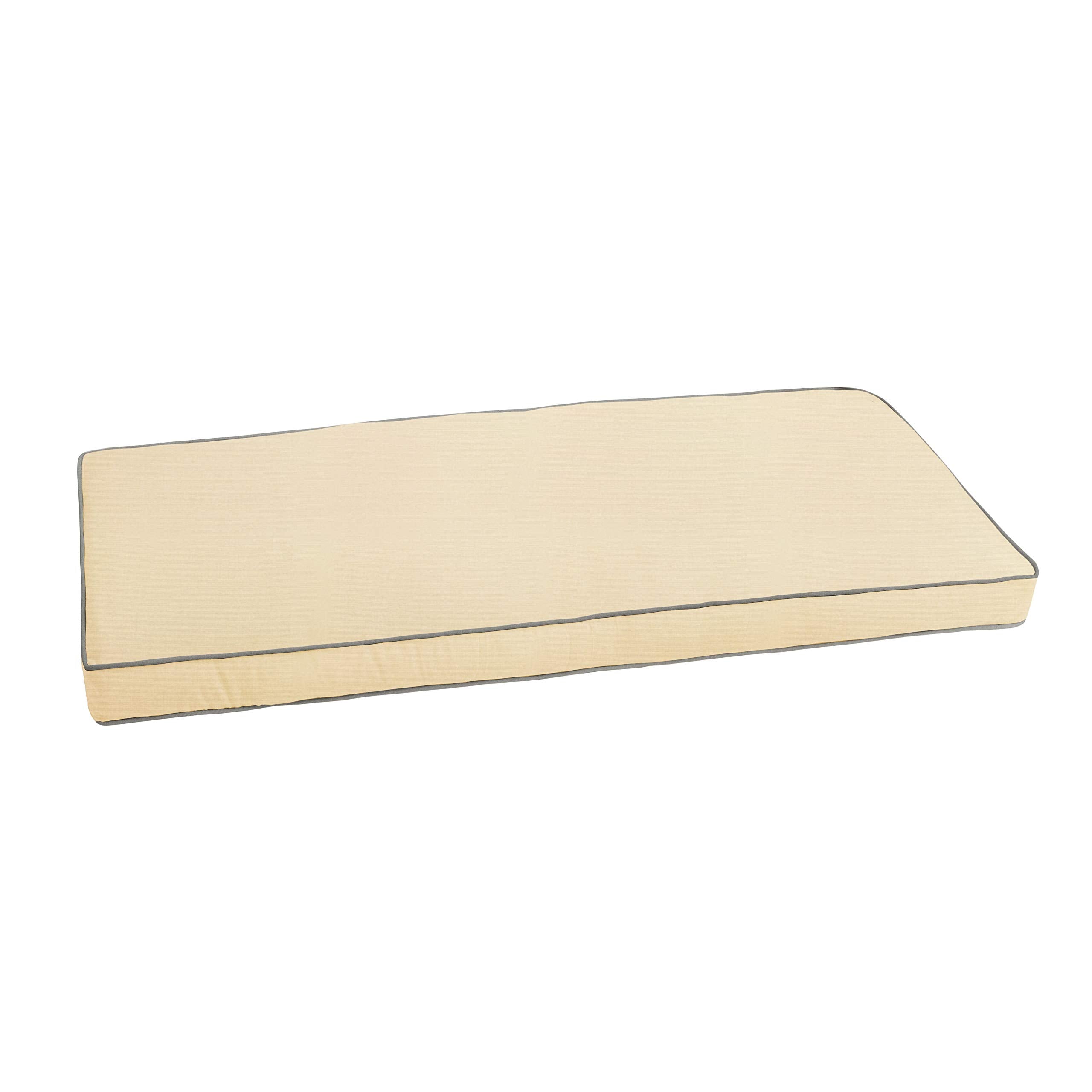 Sorra Home Sunbrella Corded Bench Cushion, 1 Count (Pack Of 1), Canvas Antique Beige