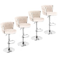 Lamerge Velvet Bar Stools Set of 4, Adjustable Swivel Counter Height Barstools with High Backrest & Footrest,Upholstered Bar Cha
