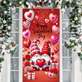 BlissYard Valentines Day Door Cover 71x35 Inch Gnome Door Banner with Hearts and Roses Romantic Decoration for Front Door Indoor