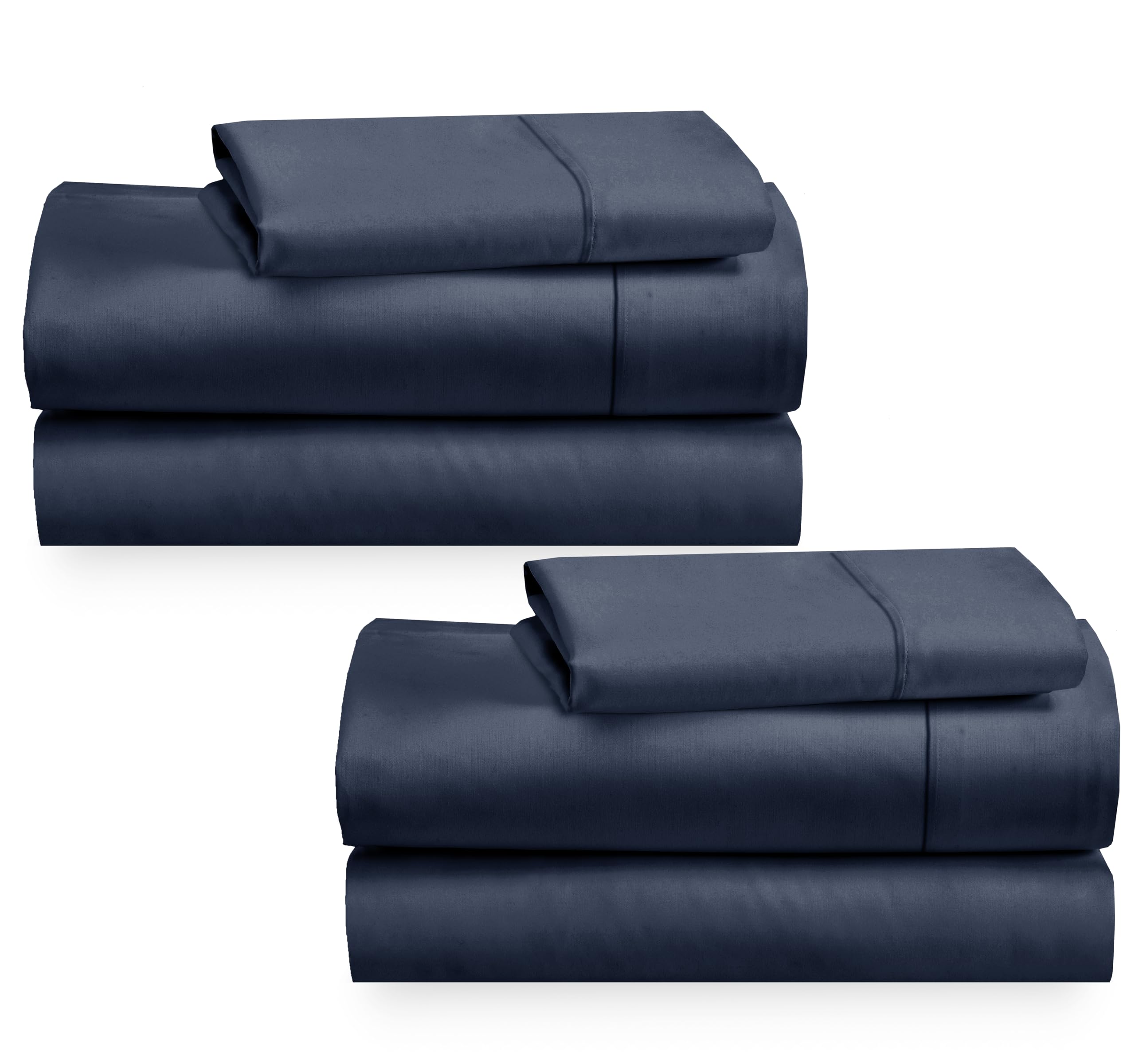 2-Pack Twin Xl Sheet Sets - 400 Thread Count 100% Cotton Sateen Sheets - Extra Soft, Breathable & Cooling Sheets, Wrinkle Resist
