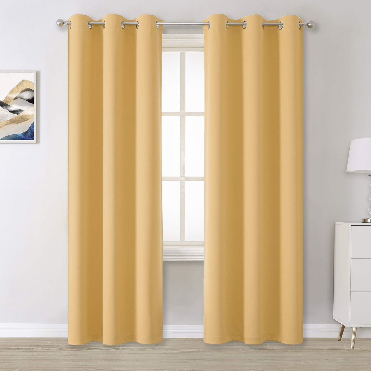 Dualife Butter Yellow Curtains For Bedroom Kids 84 Inches Long Room Darkening Solid Window Drapes For Living Room Thermal Insula
