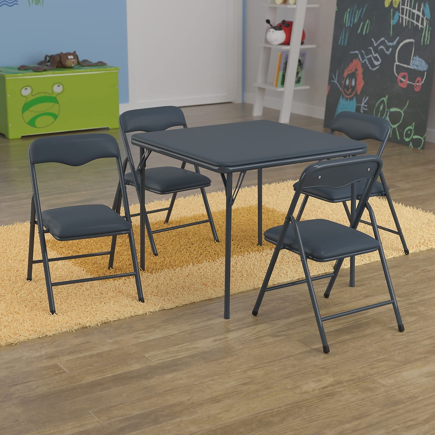 Flash Furniture Mindy Kids Navy 5 Piece Folding Table and Chair Set