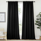 Nicetown Halloween Blackout Curtains Window Drapes - (Black Color) W52 X L120, Double Panels, Blackout Draperies Window Treatmen