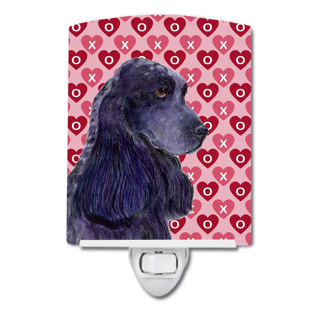 Caroline'S Treasures Ss4471Cnl Black Cocker Spaniel Hearts Love Valentine'S Day Ceramic Night Light Compact, Ul-Certified, Ideal