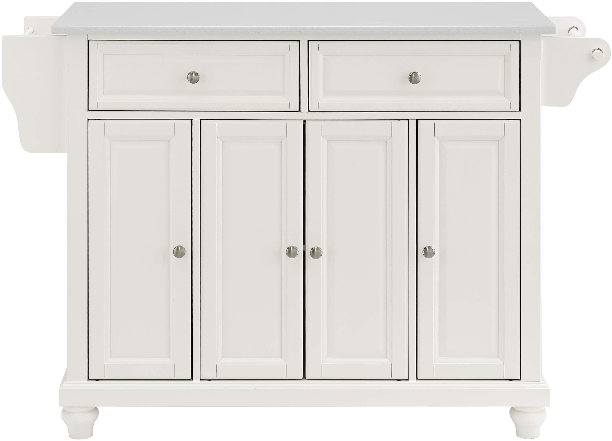 Crosley Furniture Cambridge Stone Top Rolling Kitchen Island Storage Cart, Microwave Stand, Spice Rack, White