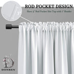 Donren 30 Inches Long Curtain Tiers For Kitchen - Room Darkening Short Length Curtains For Bathroom(42 Inches Wide,Off-White,2 Panels)