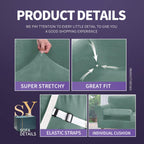 Znsayotx Luxury Velvet Sofa Cover 3 Piece (57'-70') Stretch Loveseat Covers For 2 Cushion Couch Thick Soft Couch Slipcover With Non Slip Strap, Dog Pet Friendly Nice Furniture Protector (Pea Green)