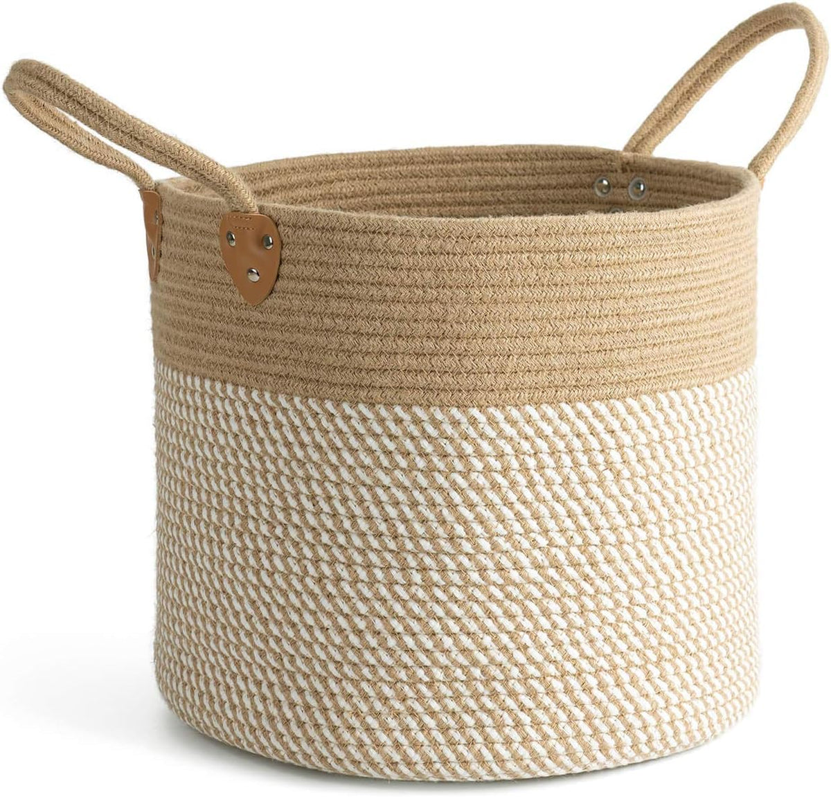 ABEERA Extra Large Jute Basket Woven Storage Basket with Handles  Laundry Basket Toy Towels Blanket Basket Home Decor Gift, (MI