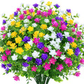 KLEMOO 8 Bundles Outdoor Artificial Fake Flowers UV Resistant No Fade Boxwood Faux Plastic Shrubs Plants for Garden Patio Porch 