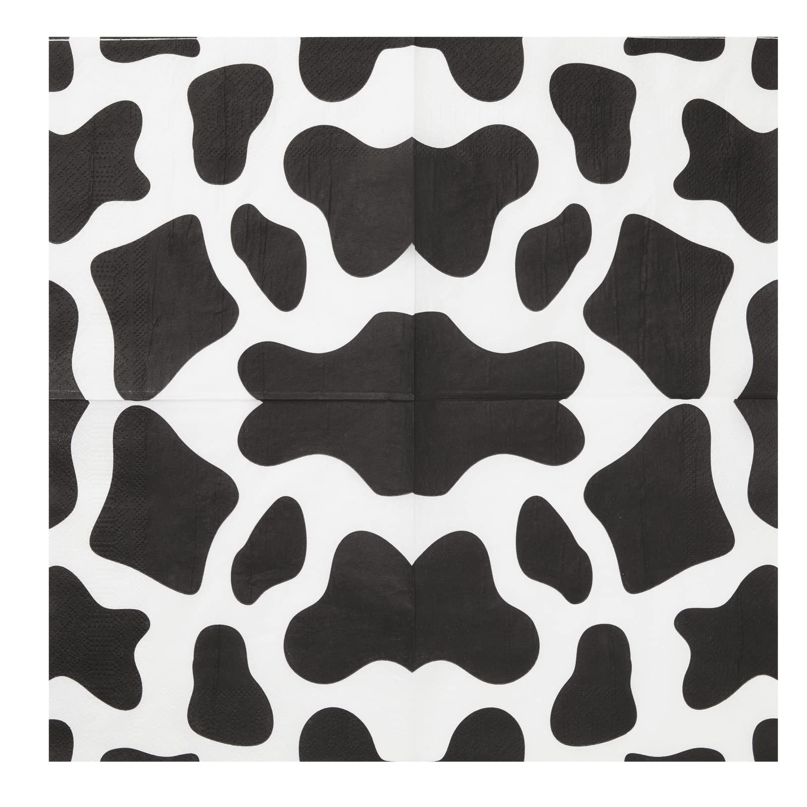 Blue Panda - 100 Pack Cow Print Napkins For Farm Animal Birthday Party Supplies (2-Ply, 6.5 X 6.5 In)