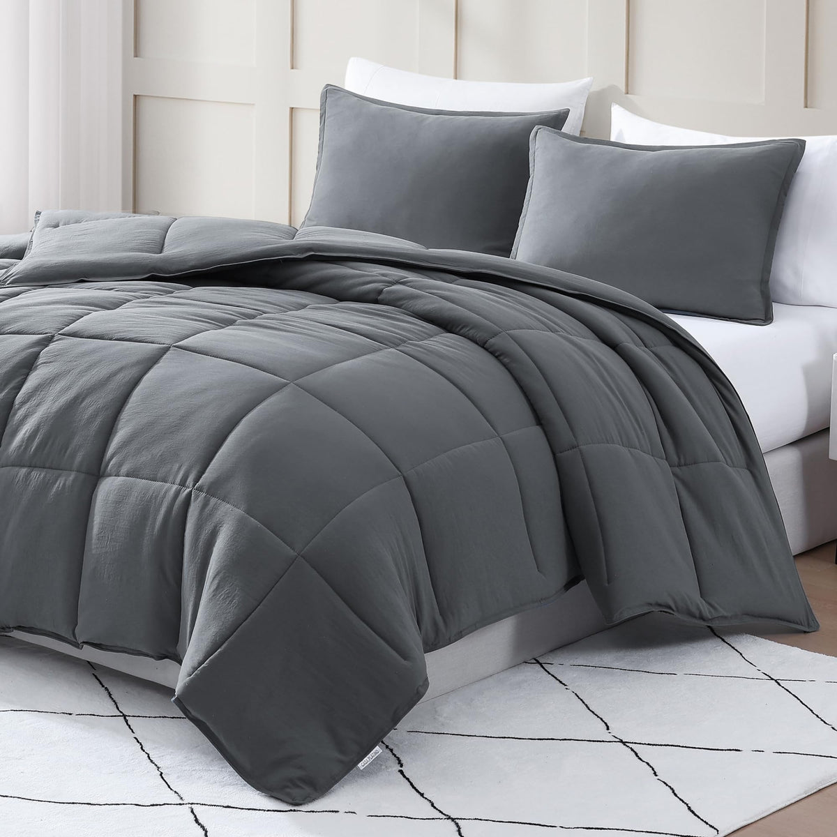 Casa Platino King Size Comforter Set - Pre-Washed Comforter King Size - Breathable Comfy White Comforter King Size - Ultra Soft