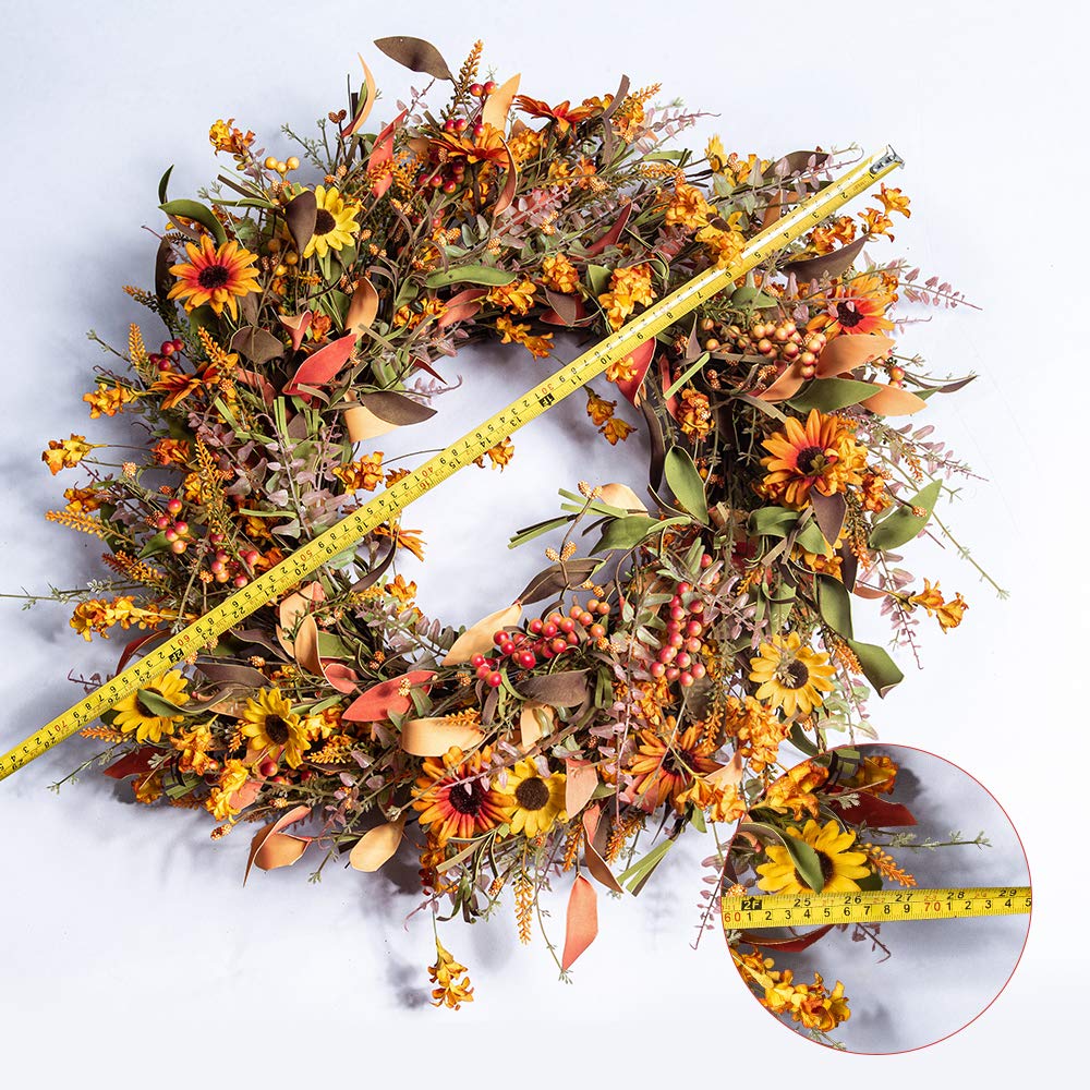 Jinghong Fall Wreaths For Front Door 24 Inch Artificial Fall Wreath Large Autumn Wreath For Outside Harvest Thanksgiving Day Cel