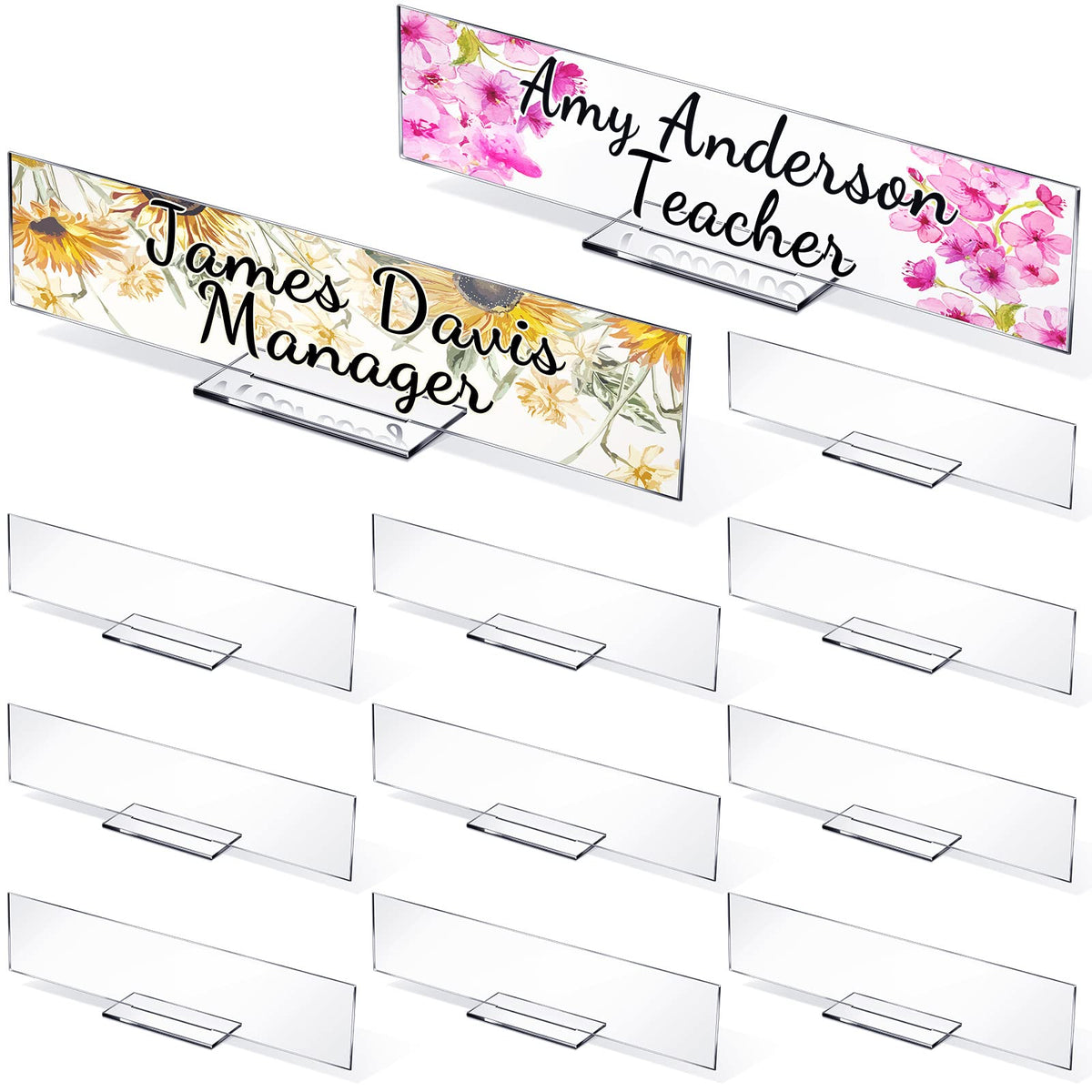 12 Pack Acrylic Name Plate Personalized Desk Name Plaque Sign Clear Acrylic Panel Rectangle Acrylic Sheet Blank For Office Desk