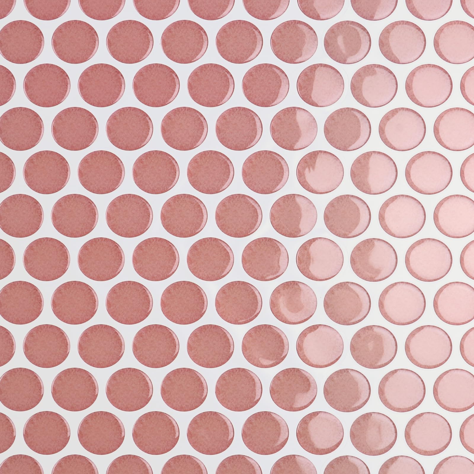 CRE8TIVE 4 Sheets Penny Round Tile Peel and Stick Backsplash Peach Pink Mosaic Peel and Stick Tile for Kitchen Bathroom Back Spl