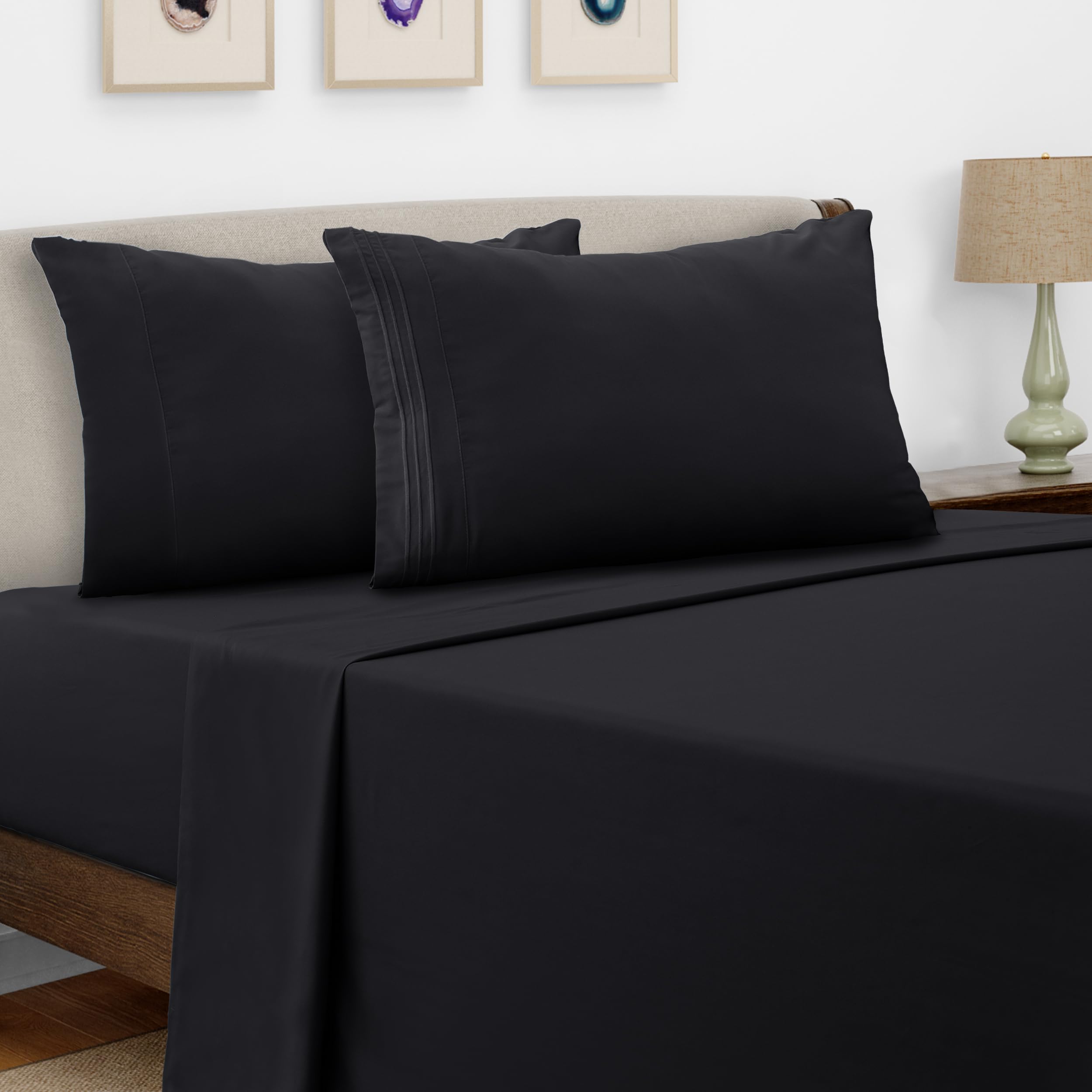 Ldc Lux Decor Collection Bed Sheets - 4 Pc Twin Xl Sheets - High Gsm Brushed Microfiber Sheets -Upto 16 Inches Deep Pocket Beddi