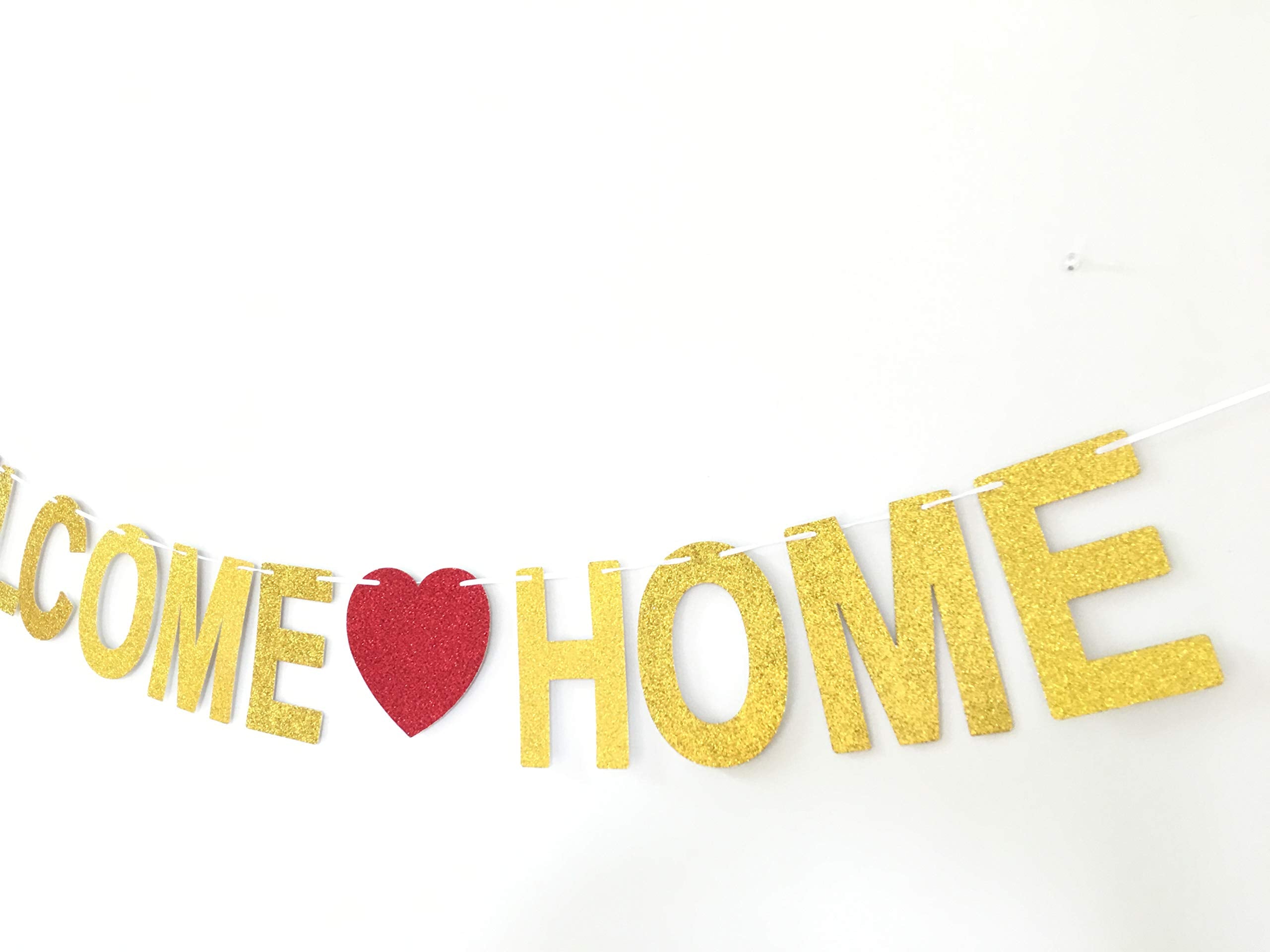 Gzfy Welcome Home Banner Gold Glitter Banner For Home Decoration Family Party Welcome Home Decoration Welcome Home Sign