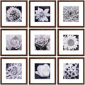 Yaetm 12x12 Picture Frame Set of 9, Brown Wood Grain Square 12x12 Frame, Displays 8x8 with Mat or 12 x 12 without Mat, Gallery W