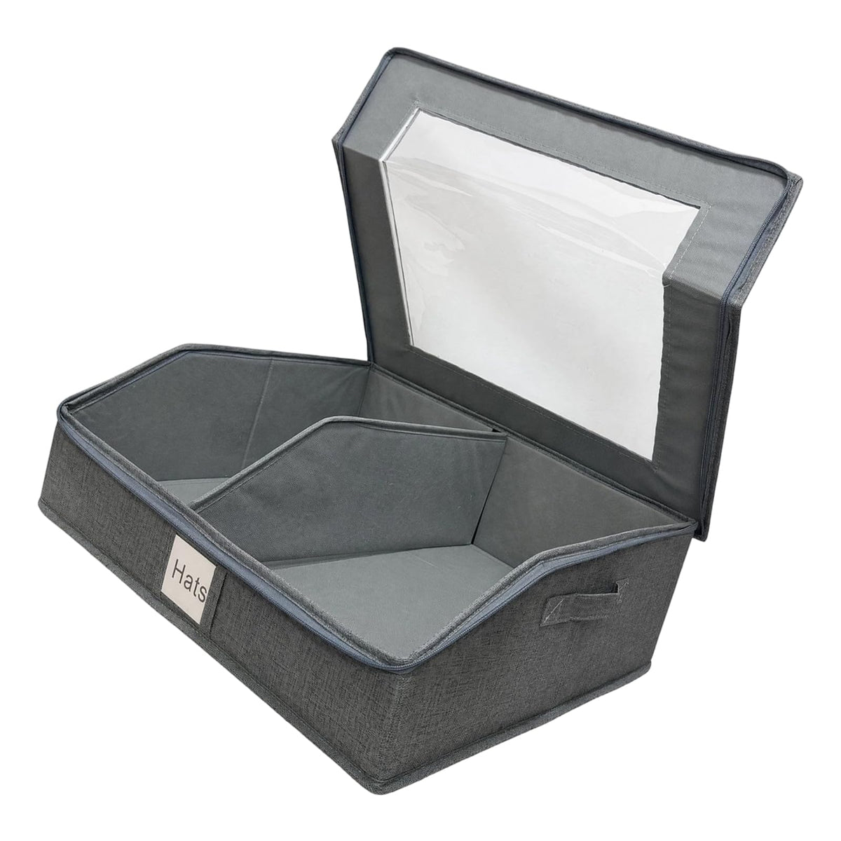 Hat Storage Box Clear Lid Two Section Cap Foldable Closet Shelf Bin Lidded Wardrobe Holder Entryway Display Option Home