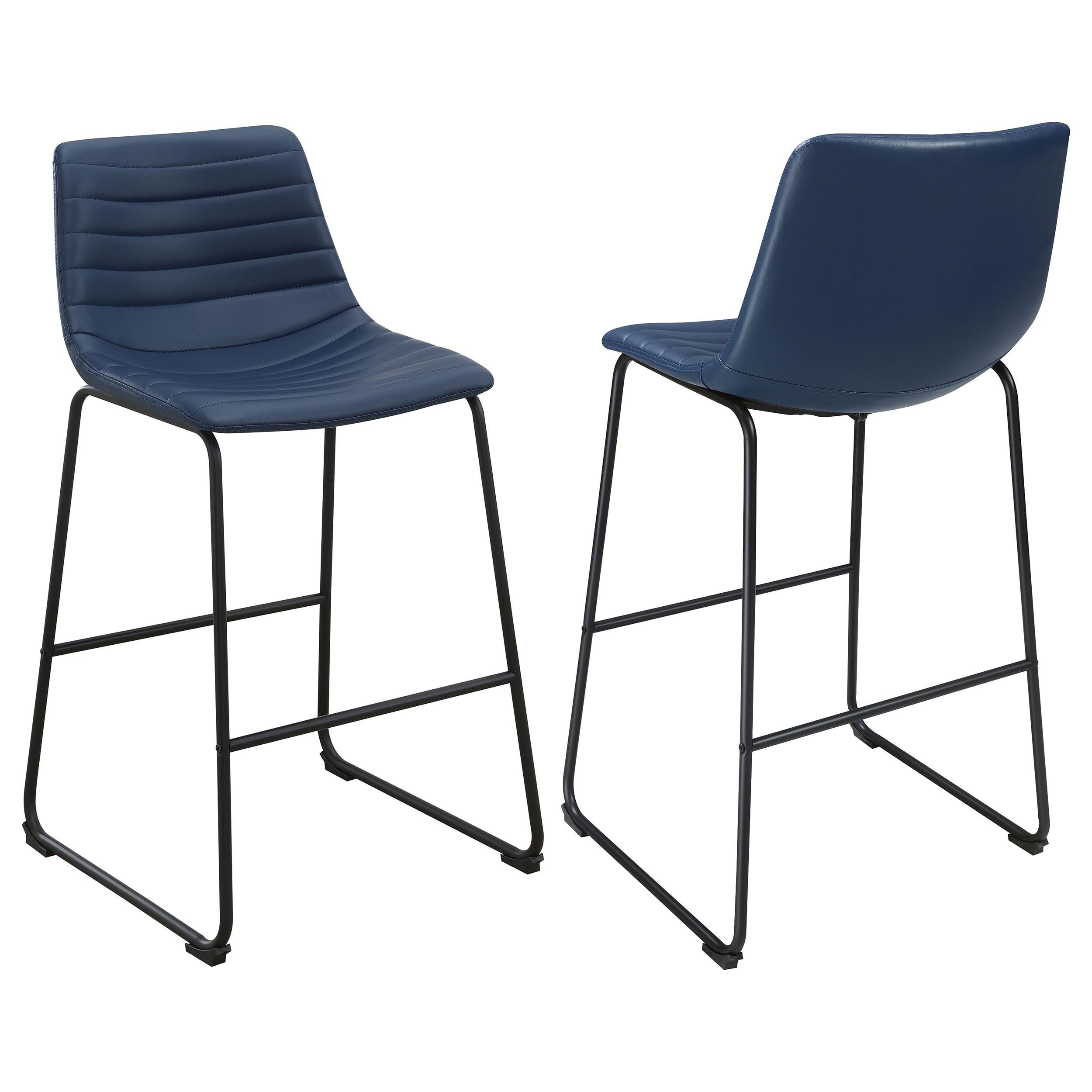 Coaster Home Furnishings Zuni Faux Leather Upholstered Counter Chair Blue (Set of 2)