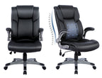 Colamy Leather Executive Office Chair- High Back Home Computer Desk Chair With Padded Flip-Up Arms, Adjustable Tilt Lock, Swivel Rolling Ergonomic Chair For Adult Working Study-Black, Set Of 2