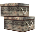 Sorbus Storage Box Set with Lid, Carry Handles, Foldable Frame, Rustic Wood Grain Print Bins, Great for Toys, Memorabilia, Close