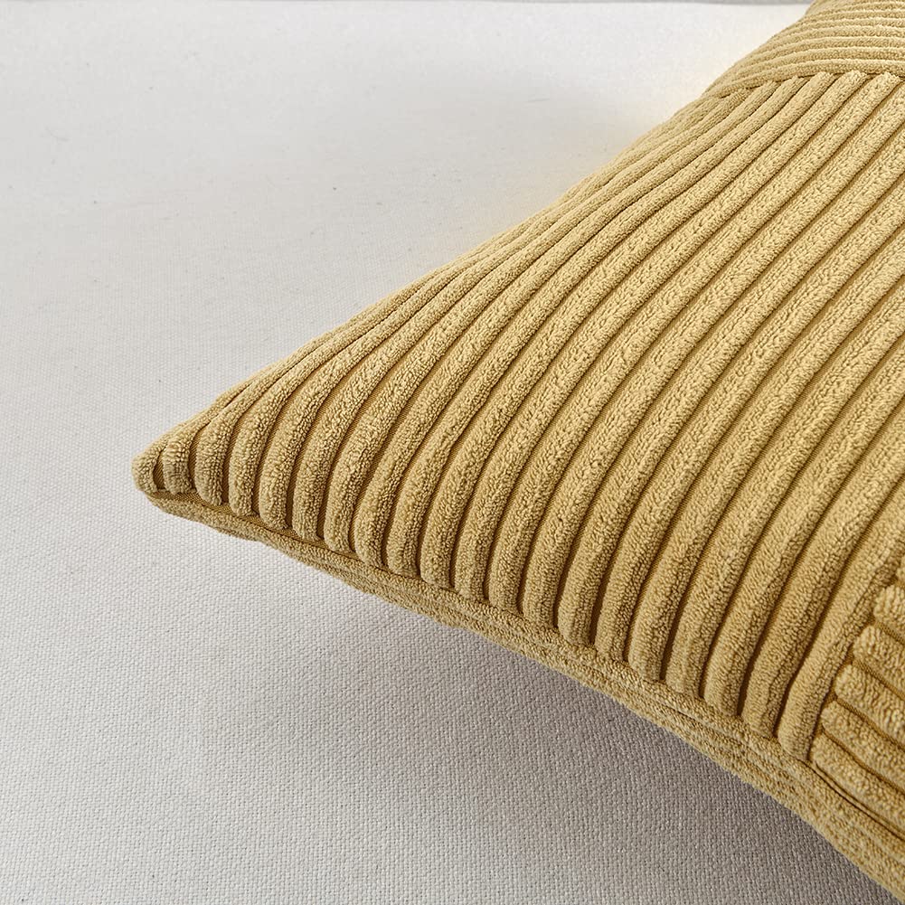 Fancy Homi Mustard Yellow Lumbar Decorative Throw Pillow Covers 12X20 Inch For Living Room Couch Bed, Rustic Farmhouse Boho Home