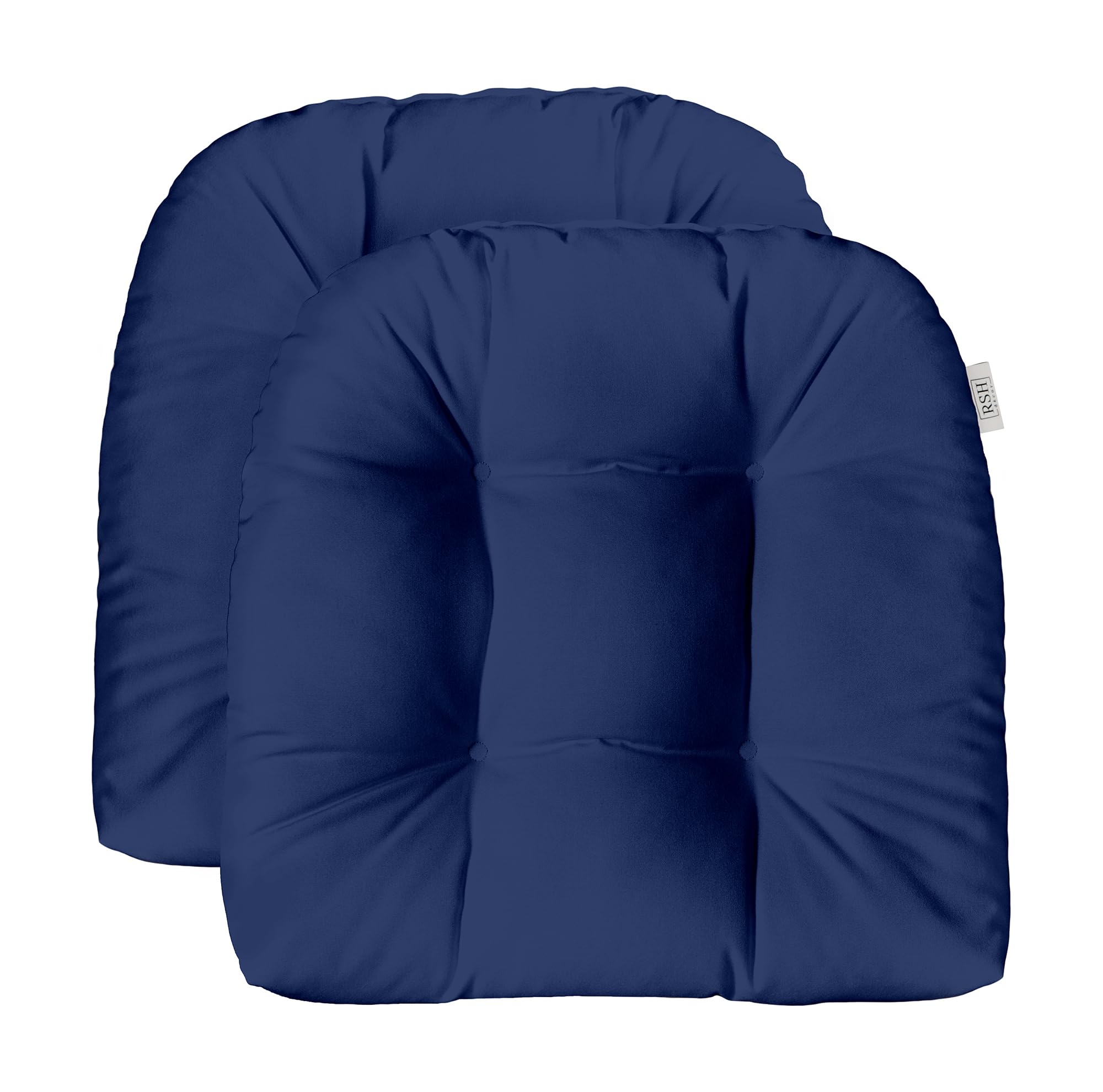 Rsh Decor: Tufted U-Shape Wicker Seat Cushions Set Of 2 | 22    X 22    | Water & Fade-Resistant Spun Fabric | Outdoor Chair Cus