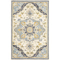 HomeRoots Wool 4'x6' Blue and Ivory Bohemian Rug