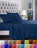 Elegant Comfort 1500 Premier Luxury Hotel Quality Super Soft Wrinkle Free And Fade Resistant 4-Piece Bed Sheet Set, Queen Navy