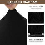Searchi Stretch Dining Chair Seat Covers Set Of 4, Soft Removable Washable Seat Covers For Dining Chairs, Dining Room Seat Cover Protector (Rear-Covered, Pure Black)