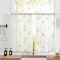 jinchan Tie Top Linen Kitchen Curtains Over Sink 36 Inch Length Tier Curtains Farmhouse Rustic Small Cafe Curtain for Bedroom Li