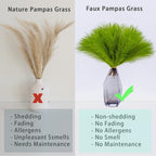 Bnecnet Faux Pampas Grass Decor - 10 Stems 17.7'' Artificial Pampas Grass Bouquet Small Pompas Floral Arrangement And Vase Fille