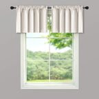Mrs.Naturall Cream White Window Valances For Living Room 2 Pack Rod Pocket Light Blocking Thermal Insulated Blackout Boho Farmho