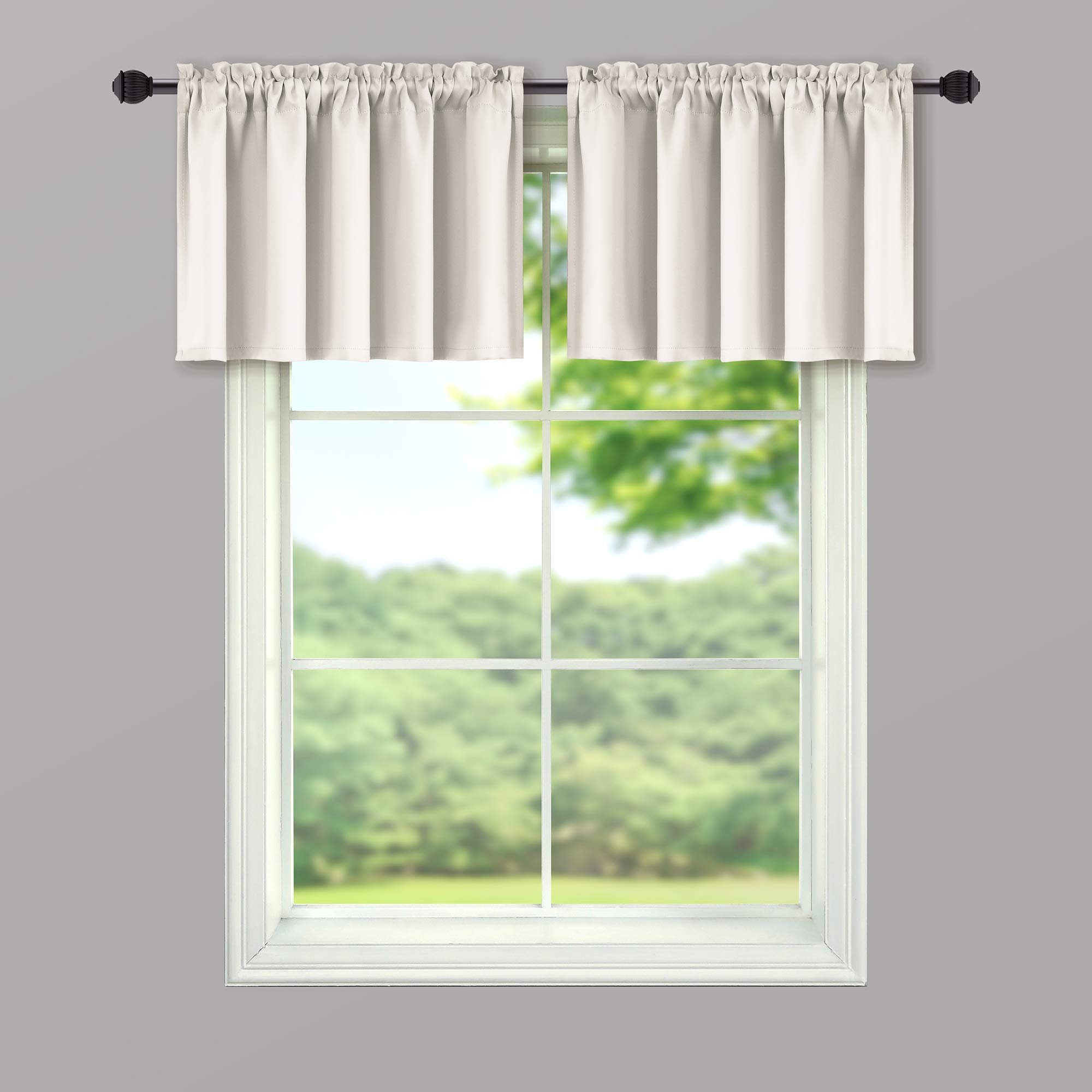 Mrs.Naturall Cream White Window Valances For Living Room 2 Pack Rod Pocket Light Blocking Thermal Insulated Blackout Boho Farmho