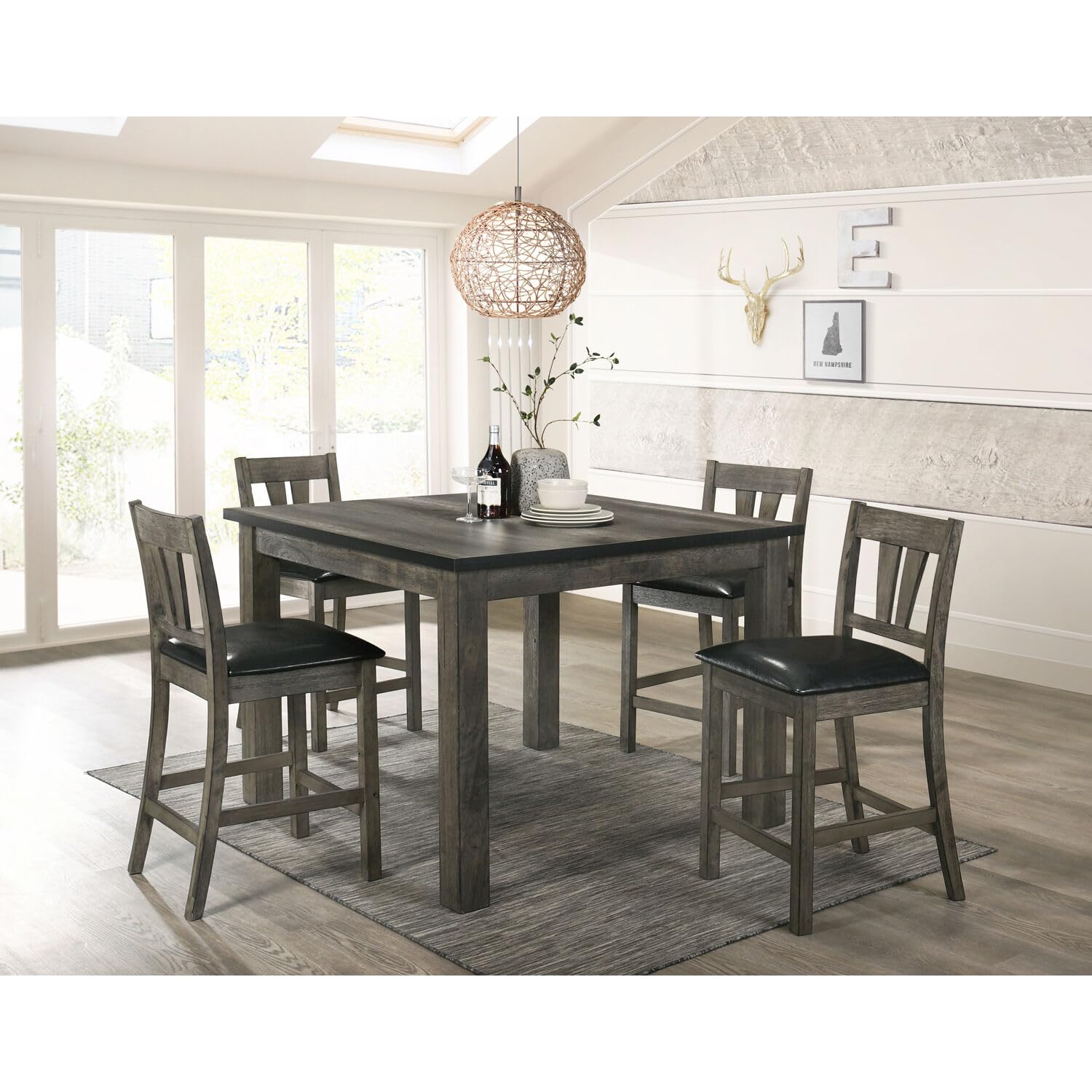 Cambridge Drexel 5-Piece Counter-Height Dining Table Set, Dining Room Table Set For 4 With 41&quot; Square Table And Chairs With Faux-Leather Seats, Perfect For Dining Room, Kitchen, And Breakfast Nook