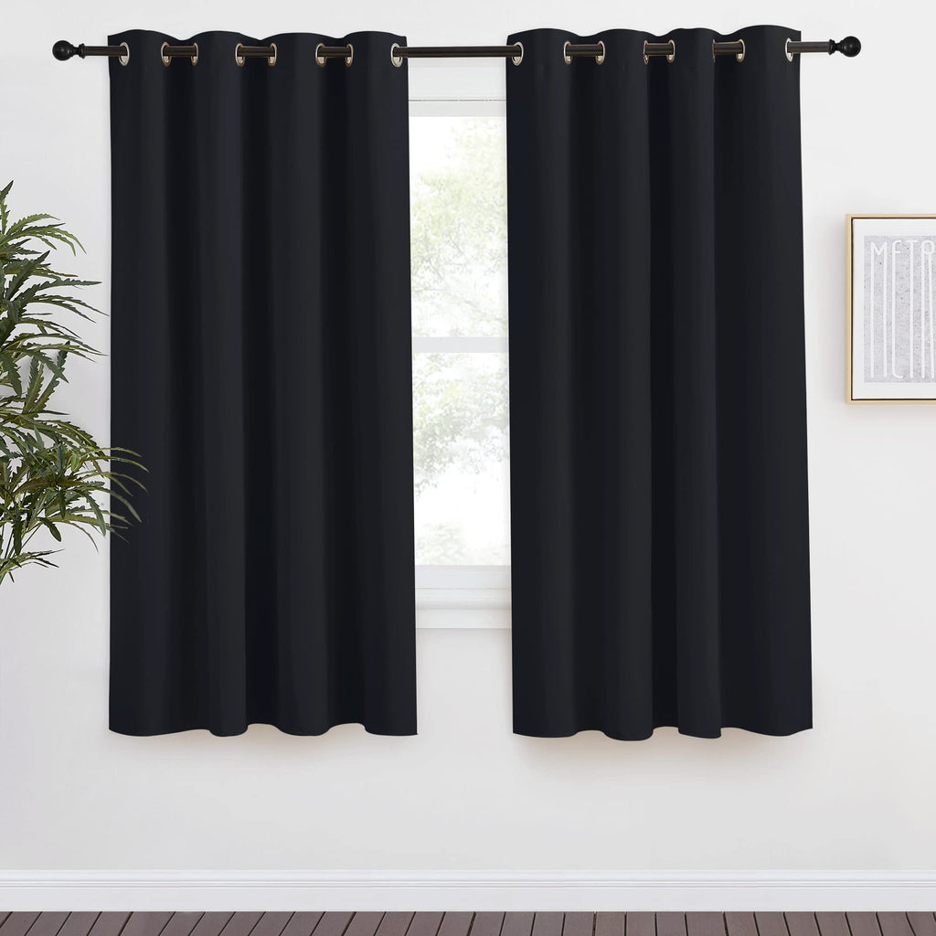 NICETOWN Halloween Black Blackout Curtain 68 inch Length, W55 x L68 Inch, 8 Grommets Top, 1 Piece, Thermal Insulated Modern Wind
