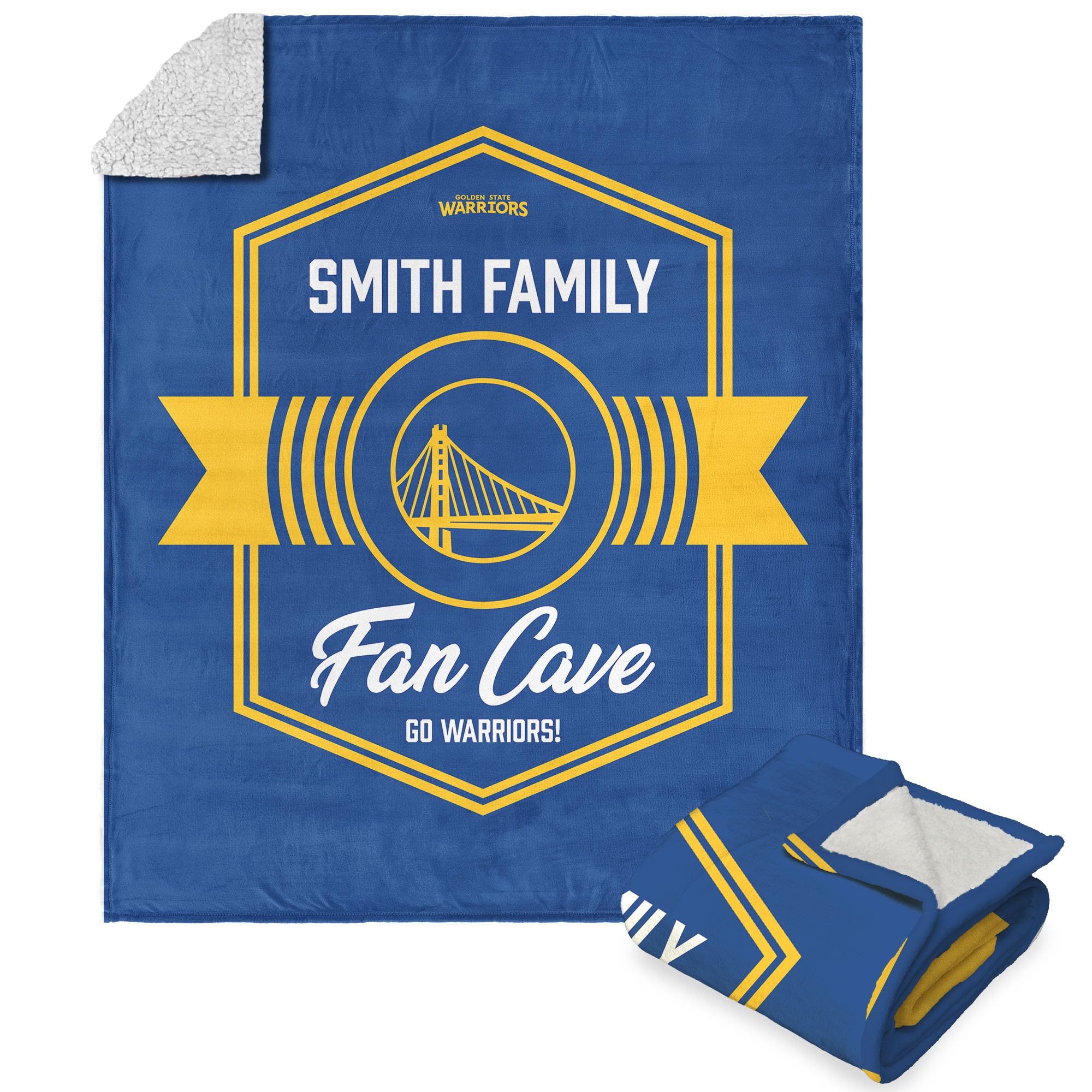 Nba Golden State Warriors Dominion Personalized Silk Touch Sherpa Throw Blanket 50X60 Inches