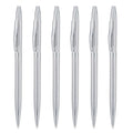 Wikult 6 Pack Silver Slim Metal Ballpoint Pen, 1Mm Medium Point Black Ink Smooth Writing, For Business Office Teacher Student We