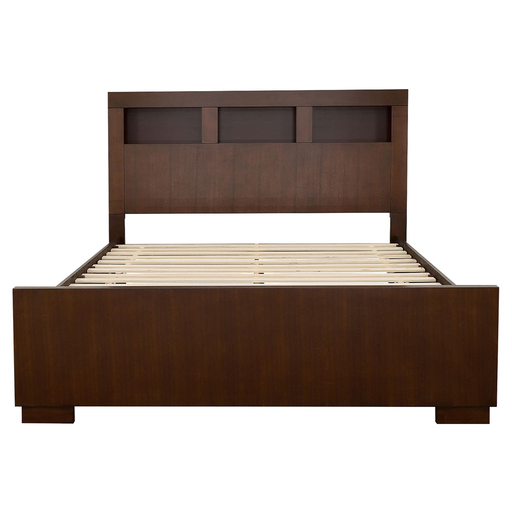 Coaster Home Furnishings Jessica Contemporary 5-Piece Bedroom Set Eastern King Size LED Storage Bookcase Bed Frame 47-inch Headboard Cappuccino 200719KE-S5