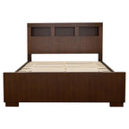 Coaster Home Furnishings Jessica Contemporary 5-Piece Bedroom Set Eastern King Size LED Storage Bookcase Bed Frame 47-inch Headboard Cappuccino 200719KE-S5