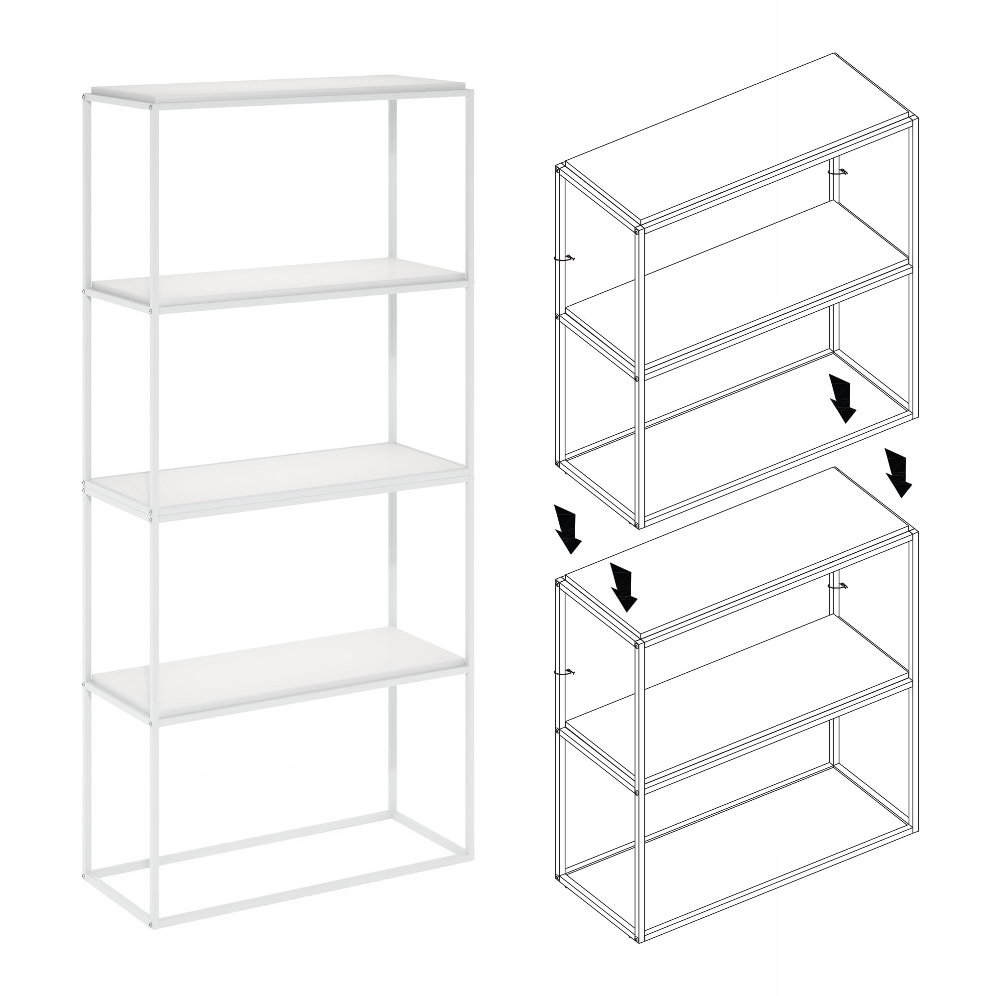 Furinno Moretti Modern Lifestyle Wide Stackable Shelf, 2-Tier, Solid White/White
