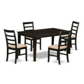 East West Furniture CAPF5-CAP-C 5 Piece Dining Room Furniture Set Includes a Rectangle Kitchen Table and 4 Linen Fabric Upholstered Dining Chairs, 36x60 Inch, Cappuccino