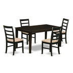 East West Furniture CAPF5-CAP-C 5 Piece Dining Room Furniture Set Includes a Rectangle Kitchen Table and 4 Linen Fabric Upholstered Dining Chairs, 36x60 Inch, Cappuccino